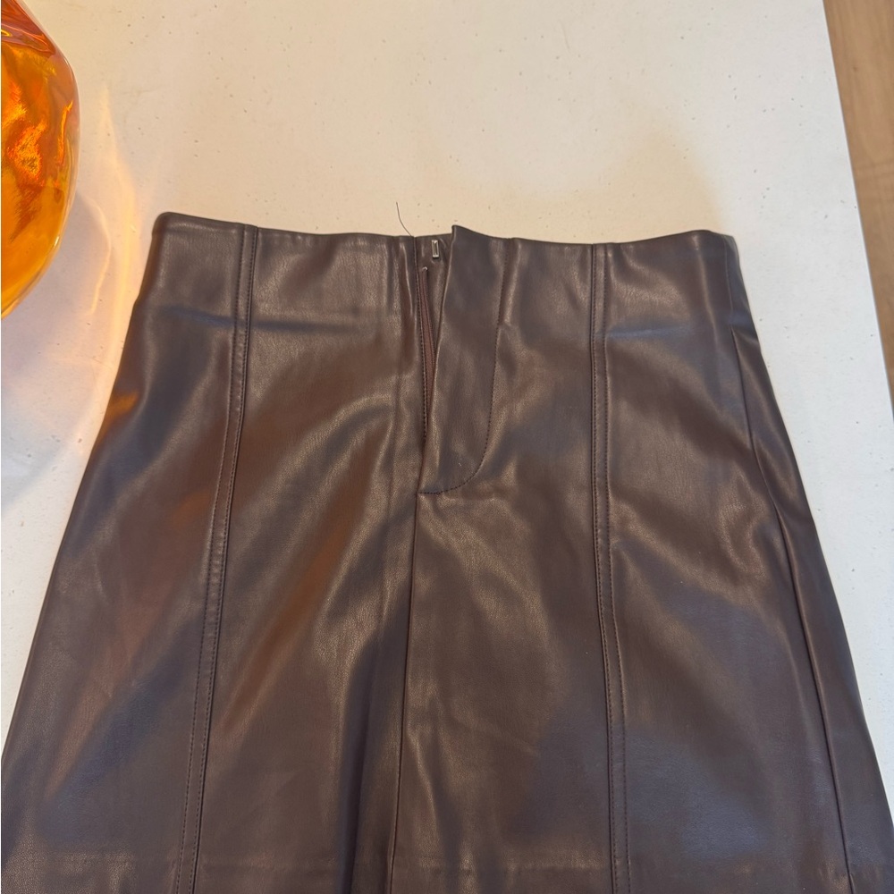Brown Leather ASTR THE LABEL Mini Skirt